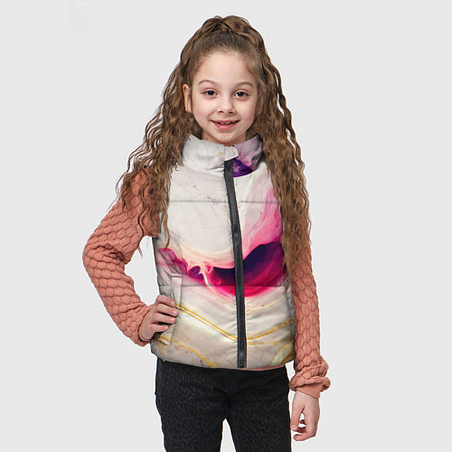 Детский жилет Золотые и розовые мраморные узоры / 3D-Черный – фото 3