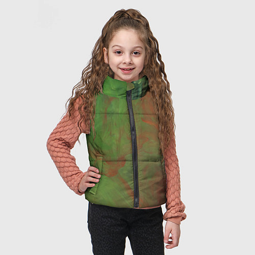 Детский жилет Зелёные и красные волны красок / 3D-Черный – фото 3