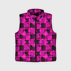Детский жилет Black and pink hearts pattern on checkered, цвет: 3D-черный