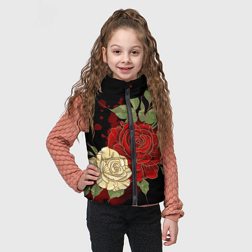 Детский жилет Прекрасные розы / 3D-Черный – фото 3