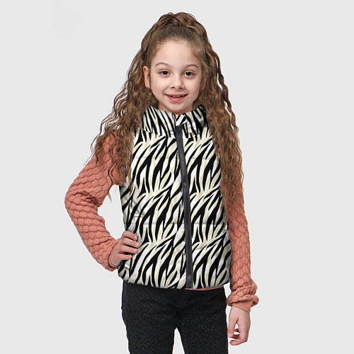 Детский жилет Тигровый полосатый узор-черные, бежевые полосы на / 3D-Черный – фото 3