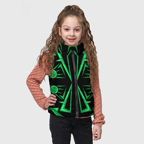 Детский жилет Геометрический узор зеленый geometric / 3D-Черный – фото 3