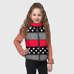 Детский жилет Red and black pattern with stripes and stars, цвет: 3D-светло-серый — фото 2