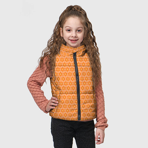 Детский жилет Оранжево-желтые цветочки / 3D-Черный – фото 3