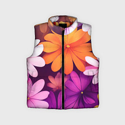 Детский жилет Яркие фанстастические цветы, цвет: 3D-красный