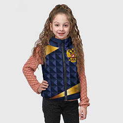 Детский жилет Золотой герб России на объемном синим фоне, цвет: 3D-светло-серый — фото 2