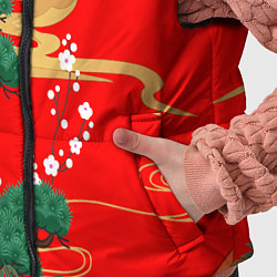 Детский жилет Японский пейзаж на красном, цвет: 3D-черный — фото 2