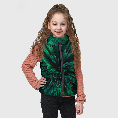 Детский жилет Объёмные острые зелёные фигуры / 3D-Черный – фото 3