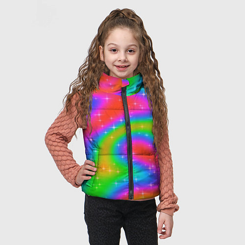 Детский жилет Световые блики на радужном фоне / 3D-Светло-серый – фото 3