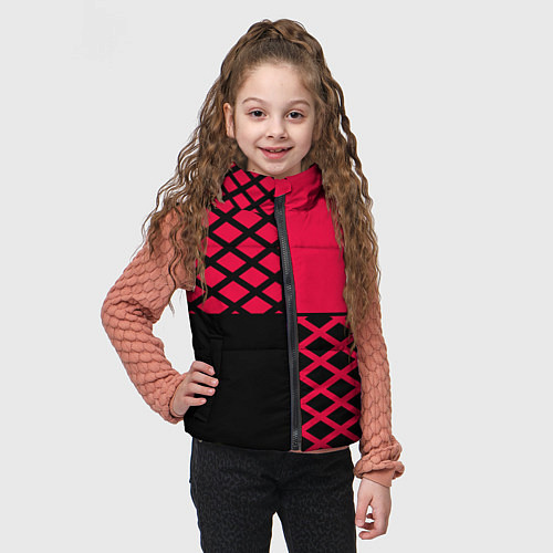 Детский жилет Черно-красный геометрический узор / 3D-Красный – фото 3