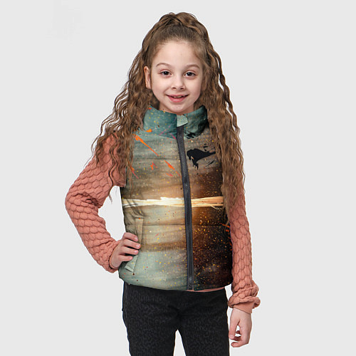 Детский жилет Светло-синий абстрактный фон и брызки красок / 3D-Черный – фото 3