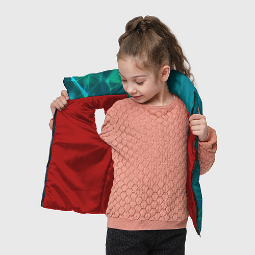 Детский жилет Геометрическая конструкция на бирюзовом фоне / 3D-Красный – фото 4