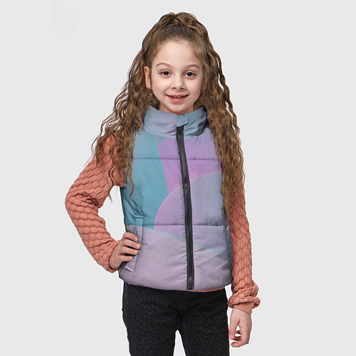 Детский жилет Розовые и голубые волны / 3D-Черный – фото 3