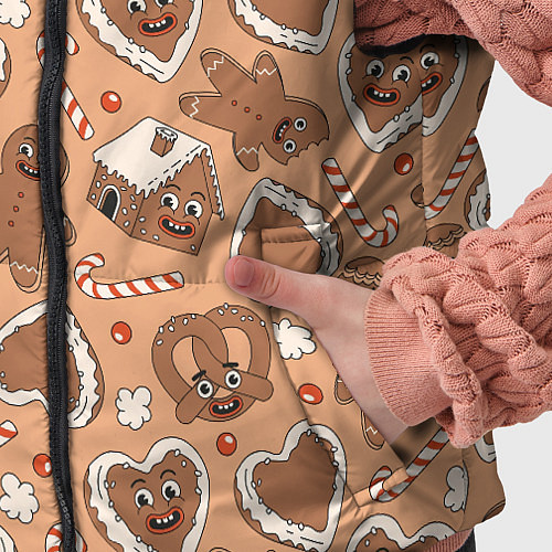 Детский жилет Новогодний паттерн с печеньем / 3D-Светло-серый – фото 5