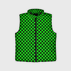Детский жилет Зелёная шахматка - паттерн, цвет: 3D-черный