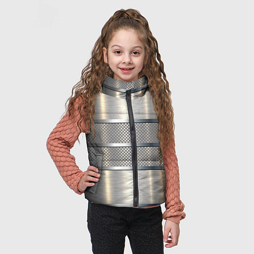 Детский жилет Металлические полосы - текстура алюминия / 3D-Черный – фото 3