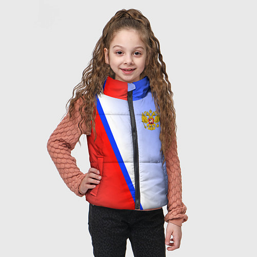 Детский жилет Россия полосы с гербом / 3D-Черный – фото 3