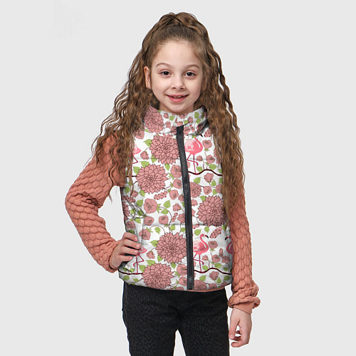 Детский жилет Фламинго и лотосы / 3D-Черный – фото 3