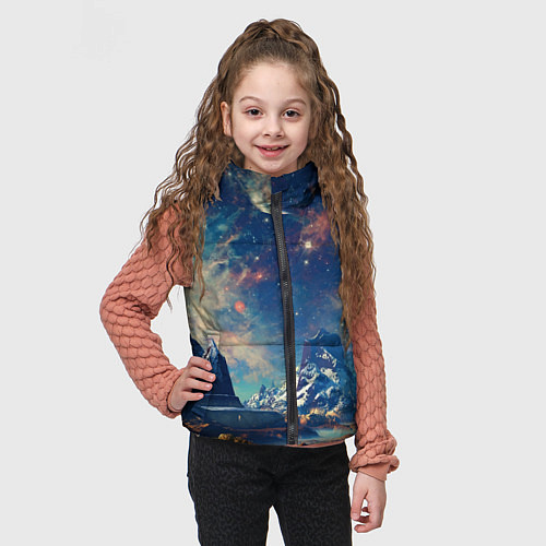 Детский жилет Горы и бескрайний космос / 3D-Черный – фото 3