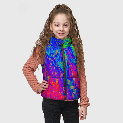 Детский жилет Разноцветная импрессивная композиция / 3D-Черный – фото 3