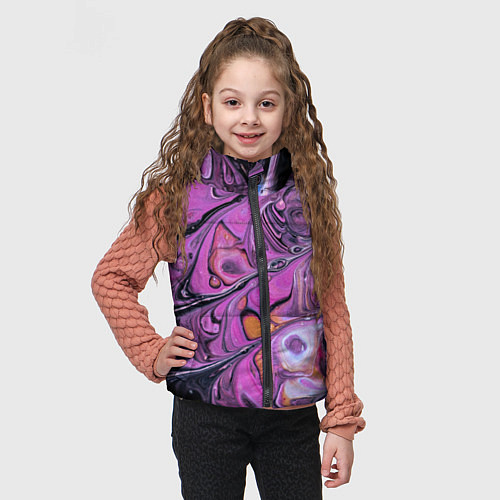 Детский жилет Фиолетовые краски и камни / 3D-Красный – фото 3