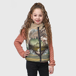 Детский жилет Портрет волка в технике двойной экспозиции, цвет: 3D-черный — фото 2