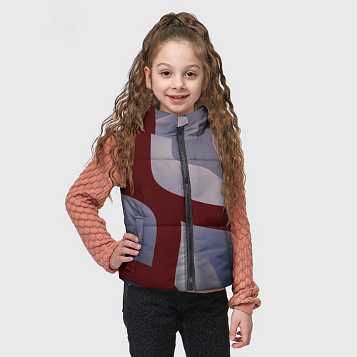 Детский жилет Красные и розовые волнообразные пластины / 3D-Черный – фото 3