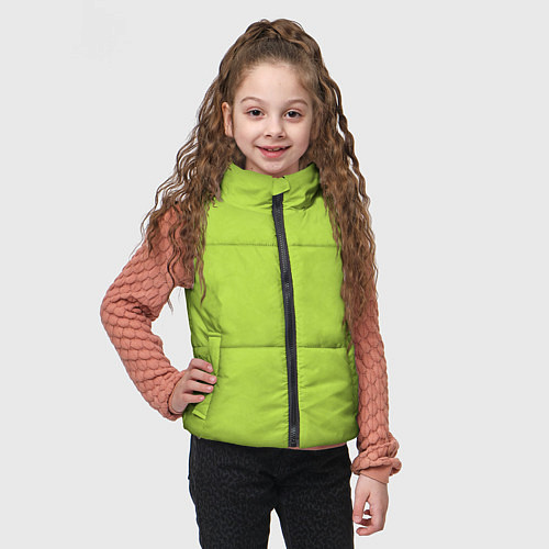 Детский жилет Текстурированный ярко зеленый салатовый / 3D-Светло-серый – фото 3
