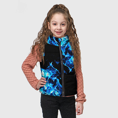 Детский жилет Красивый синий огонь / 3D-Черный – фото 3
