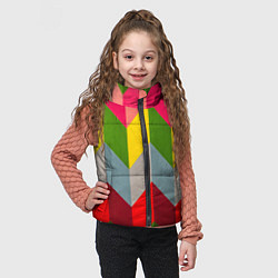 Детский жилет Разноцветный ромбический абстрактный паттерн, цвет: 3D-черный — фото 2