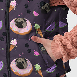 Детский жилет Паттерн с мопсами и едой, цвет: 3D-черный — фото 2