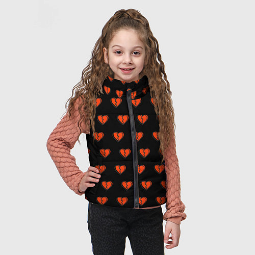 Детский жилет Разбитые сердца на черном фоне / 3D-Черный – фото 3