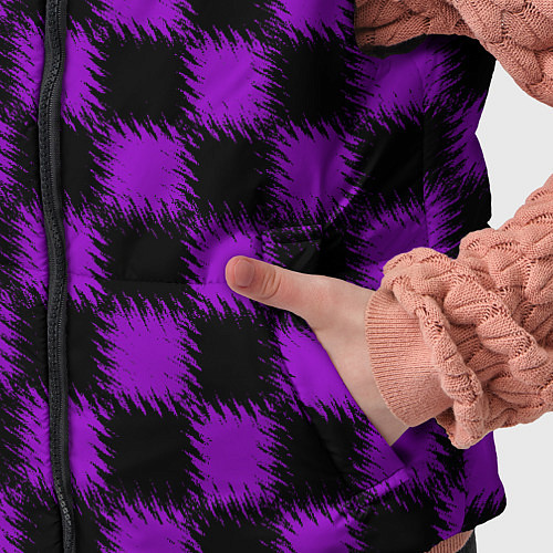 Детский жилет Фиолетовый черный узор Шахматка / 3D-Светло-серый – фото 5