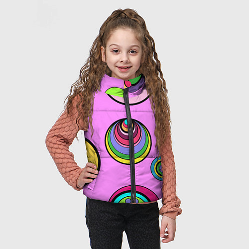 Детский жилет Разноцветные круги / 3D-Черный – фото 3