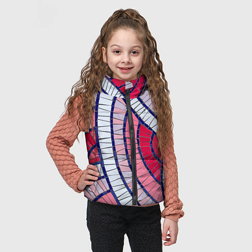 Детский жилет Абстрактная белая-фиолетовая-красная текстура / 3D-Черный – фото 3