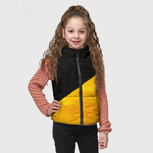Детский жилет Черно-желтые масляные краски / 3D-Черный – фото 3