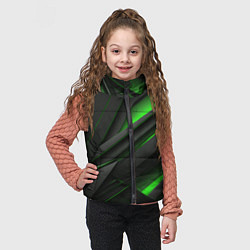Детский жилет Черно-зеленые объемные полосы, цвет: 3D-красный — фото 2