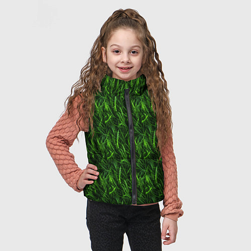 Детский жилет Сочный узор из зеленой травки / 3D-Светло-серый – фото 3