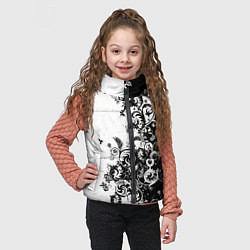 Детский жилет Черно-белая птица среди узорчатых цветов, цвет: 3D-светло-серый — фото 2