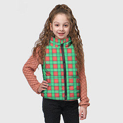 Детский жилет Клетчатый зелено -оранжевый паттерн, цвет: 3D-светло-серый — фото 2