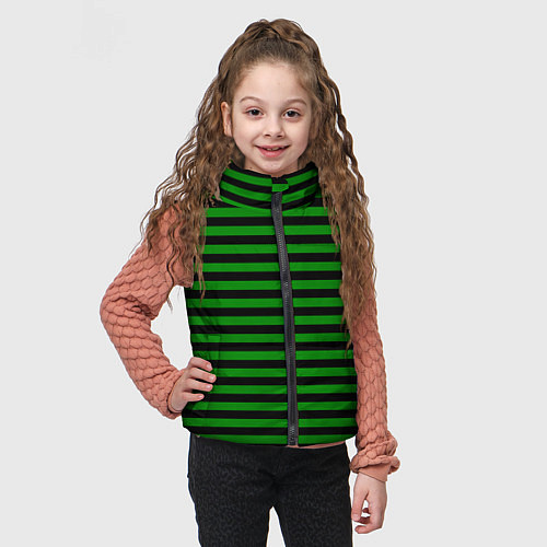 Детский жилет Черно-зеленые полосы / 3D-Черный – фото 3