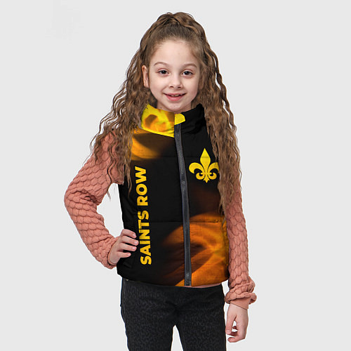 Детский жилет Saints Row - gold gradient: надпись, символ / 3D-Черный – фото 3