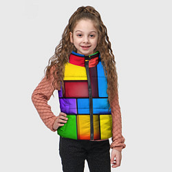 Детский жилет Красочные объемные блоки, цвет: 3D-черный — фото 2