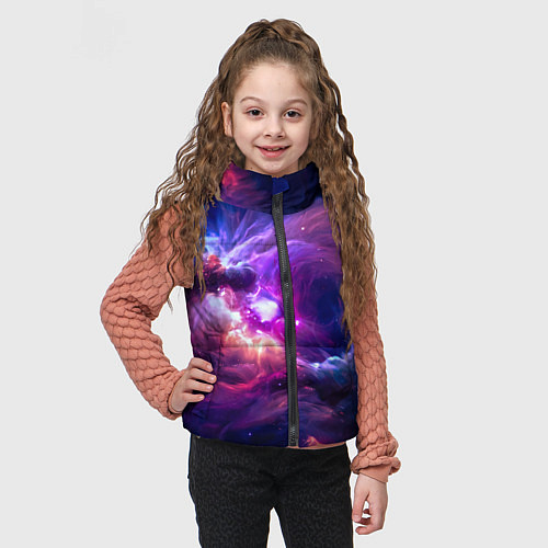 Детский жилет Небула в космосе в фиолетовых тонах - нейронная се / 3D-Черный – фото 3