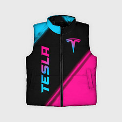 Детский жилет Tesla - neon gradient: надпись, символ, цвет: 3D-черный