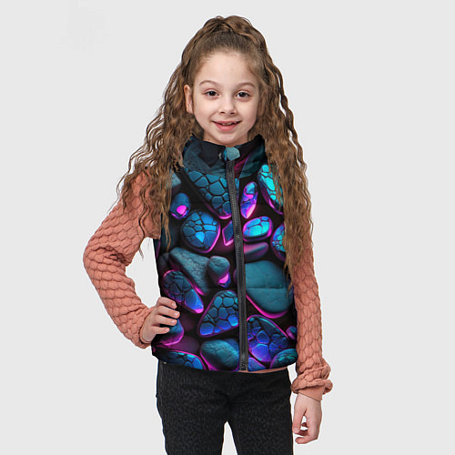 Детский жилет Неоновые камни / 3D-Черный – фото 3