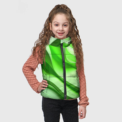 Детский жилет Светлые зеленые волны / 3D-Светло-серый – фото 3
