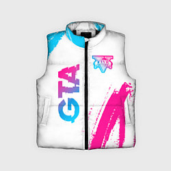 Детский жилет GTA neon gradient style: надпись, символ