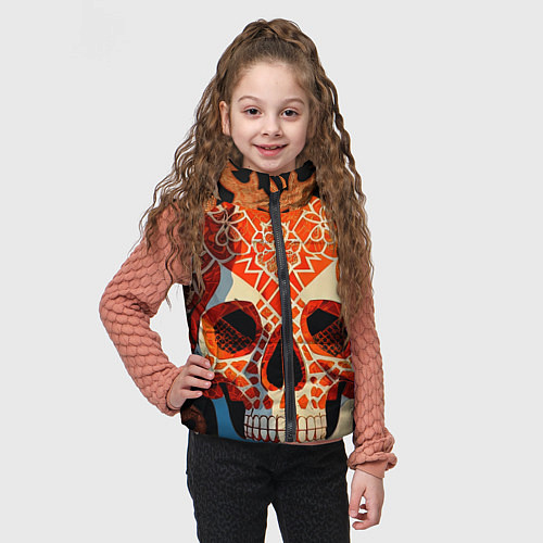 Детский жилет Оранжевый череп / 3D-Черный – фото 3