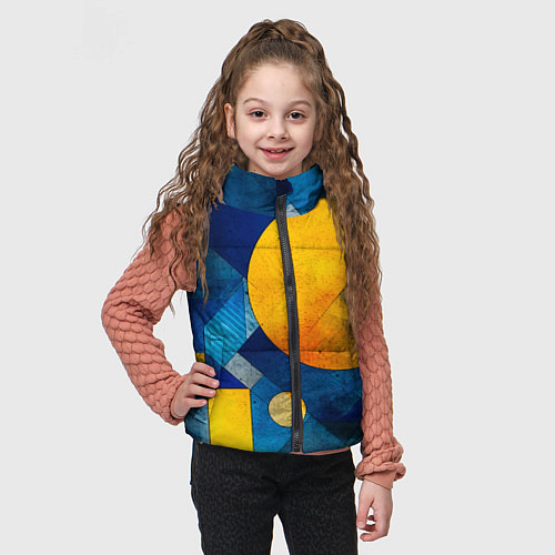 Детский жилет Жёлтая и синяя геометрия / 3D-Черный – фото 3